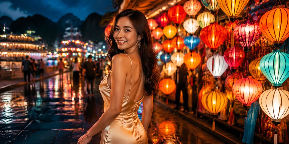 Người dùng tại vịnh Hạ Long tham gia xổ số và cá cược trực tuyến tại chợ đêm